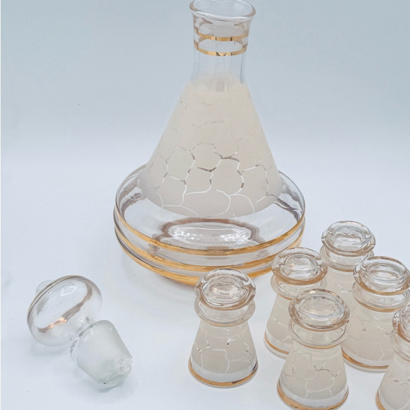 Vintage Depre Handblown Glass Decanter Set — 7-Piece, Czechoslovakia, 1960s - Picture 6 of 7